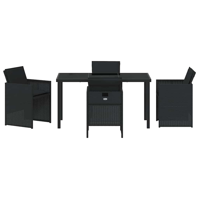 Afuera Living 5 Piece Poly Rattan Garden Dining Set in Black