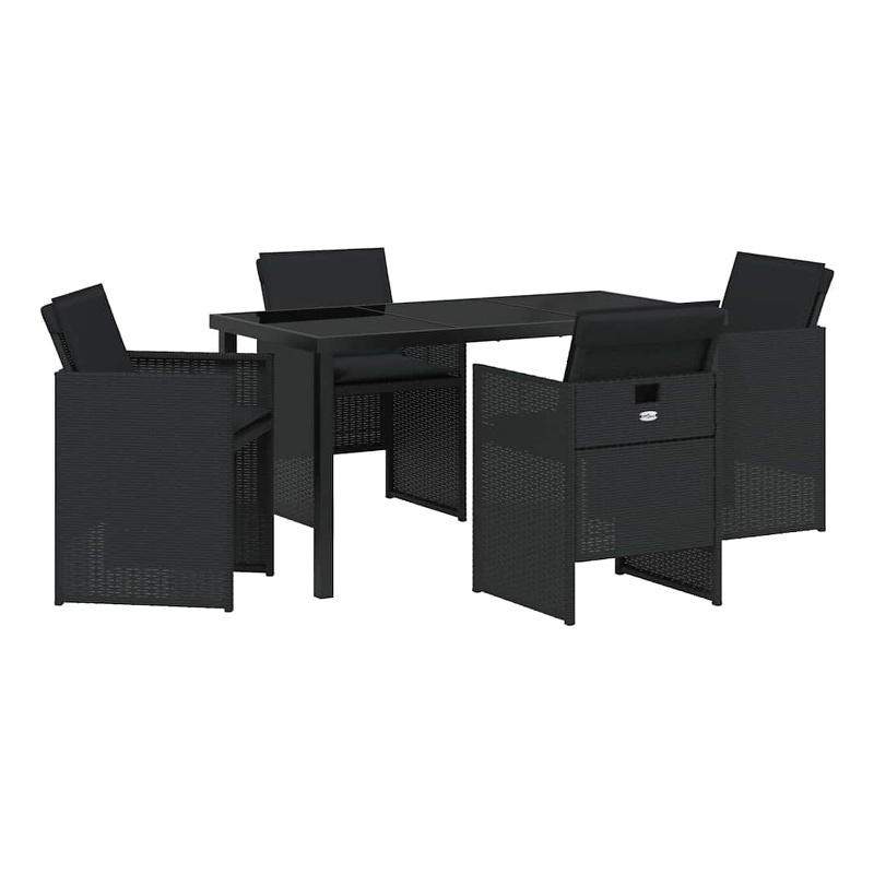 Afuera Living 5 Piece Poly Rattan Garden Dining Set in Black
