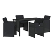 Afuera Living 5 Piece Poly Rattan Garden Dining Set in Black