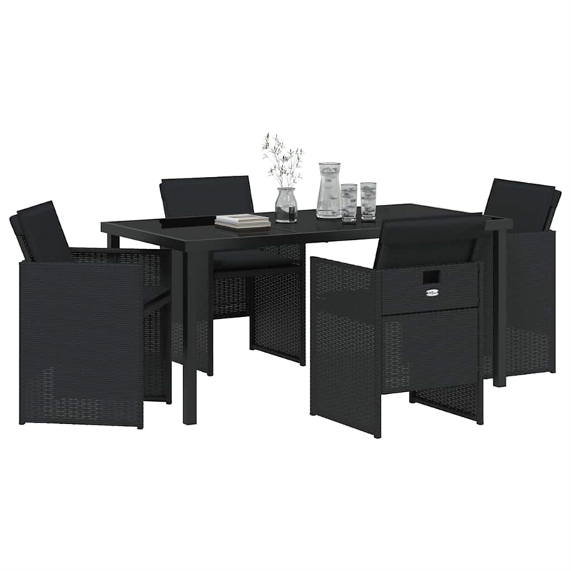 Afuera Living 5 Piece Poly Rattan Garden Dining Set in Black