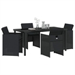 Afuera Living 5 Piece Poly Rattan Garden Dining Set in Black