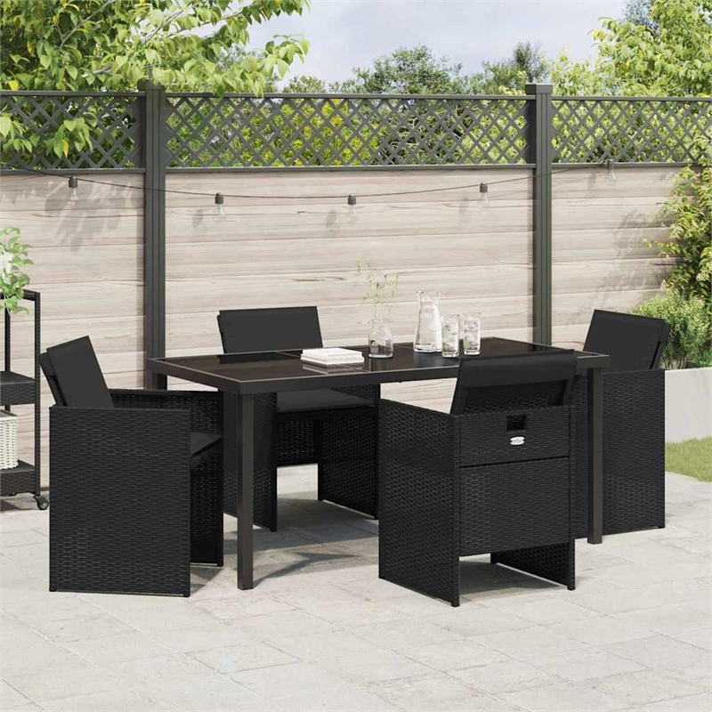Afuera Living 5 Piece Poly Rattan Garden Dining Set in Black