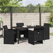 Afuera Living 5 Piece Poly Rattan Garden Dining Set in Black