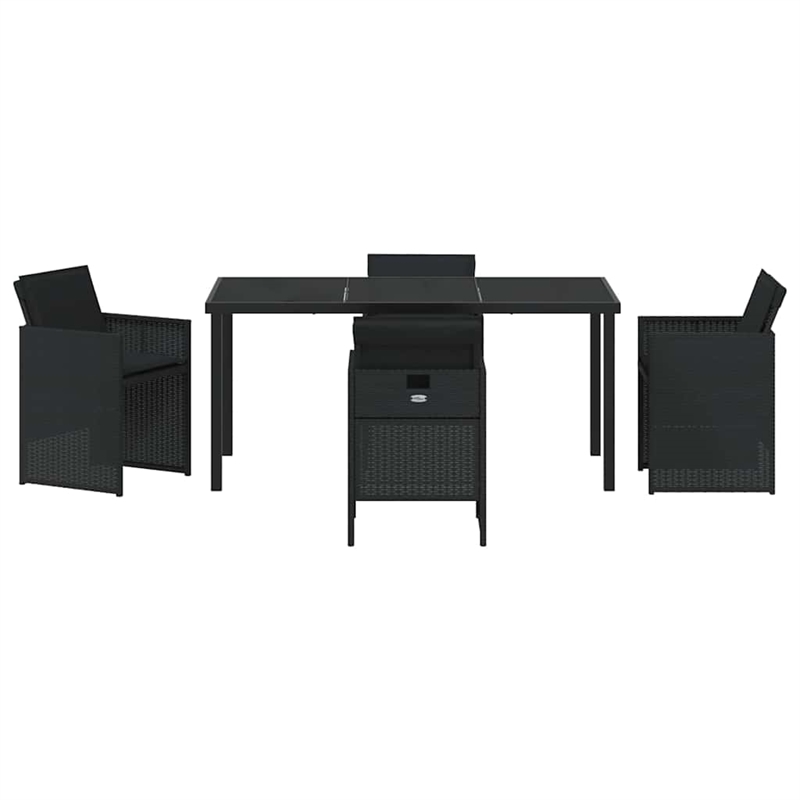Afuera Living 5 Piece Poly Rattan Garden Dining Set in Black