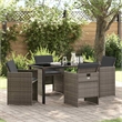 Afuera Living Contemporary 5 Piece Poly Rattan Garden Dining Set in Gray