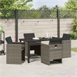 Afuera Living Contemporary 5 Piece Poly Rattan Garden Dining Set in Gray
