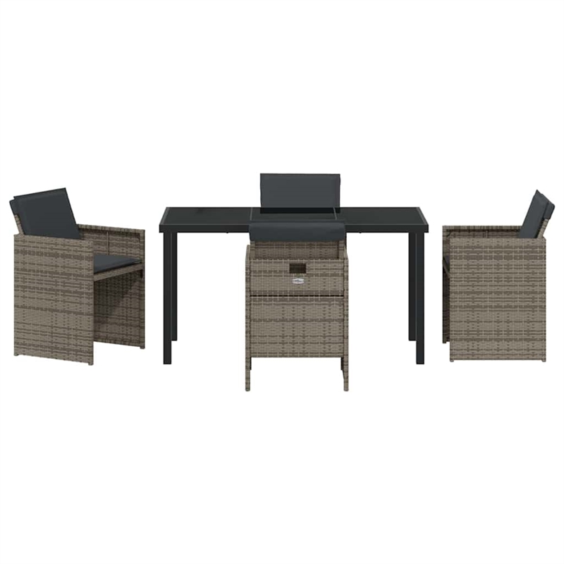 Afuera Living Contemporary 5 Piece Poly Rattan Garden Dining Set in Gray