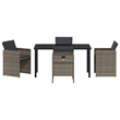 Afuera Living Contemporary 5 Piece Poly Rattan Garden Dining Set in Gray