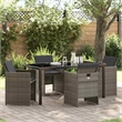 Afuera Living Contemporary 5 Piece Poly Rattan Garden Dining Set in Gray