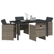 Afuera Living Contemporary 5 Piece Poly Rattan Garden Dining Set in Gray