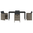 Afuera Living Contemporary 5 Piece Poly Rattan Garden Dining Set in Gray