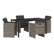 Afuera Living Contemporary 5 Piece Poly Rattan Garden Dining Set in Gray