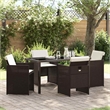 Afuera Living 5 Piece Poly Rattan Garden Dining Set in Brown