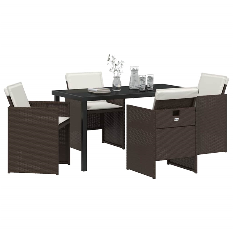 Afuera Living 5 Piece Poly Rattan Garden Dining Set in Brown