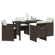 Afuera Living 5 Piece Poly Rattan Garden Dining Set in Brown