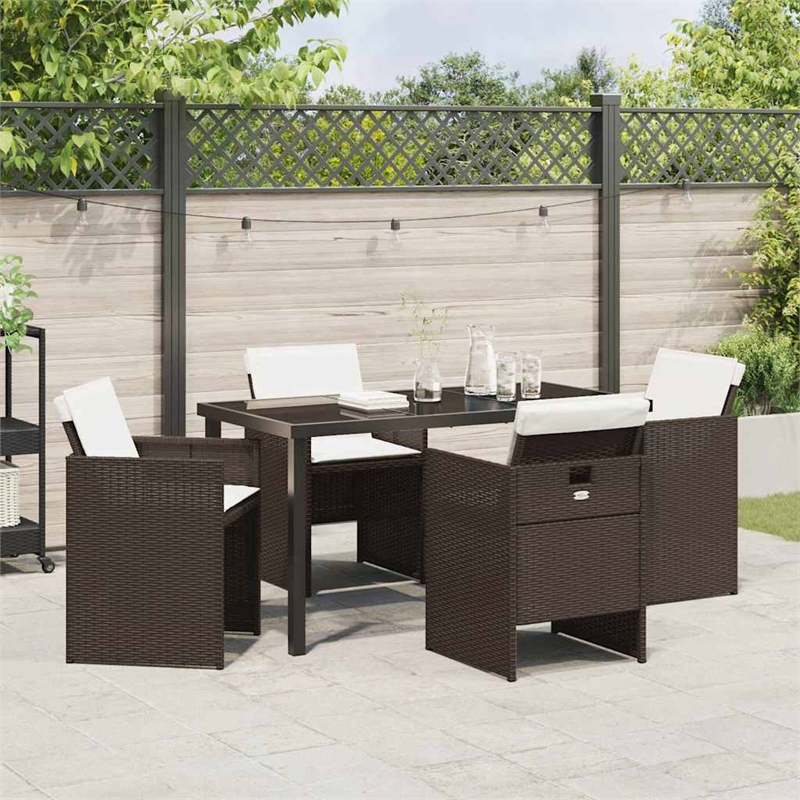 Afuera Living 5 Piece Poly Rattan Garden Dining Set in Brown