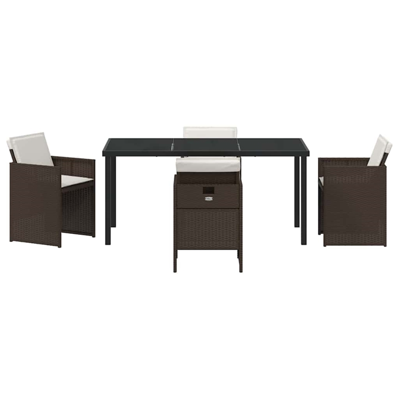 Afuera Living 5 Piece Poly Rattan Garden Dining Set in Brown