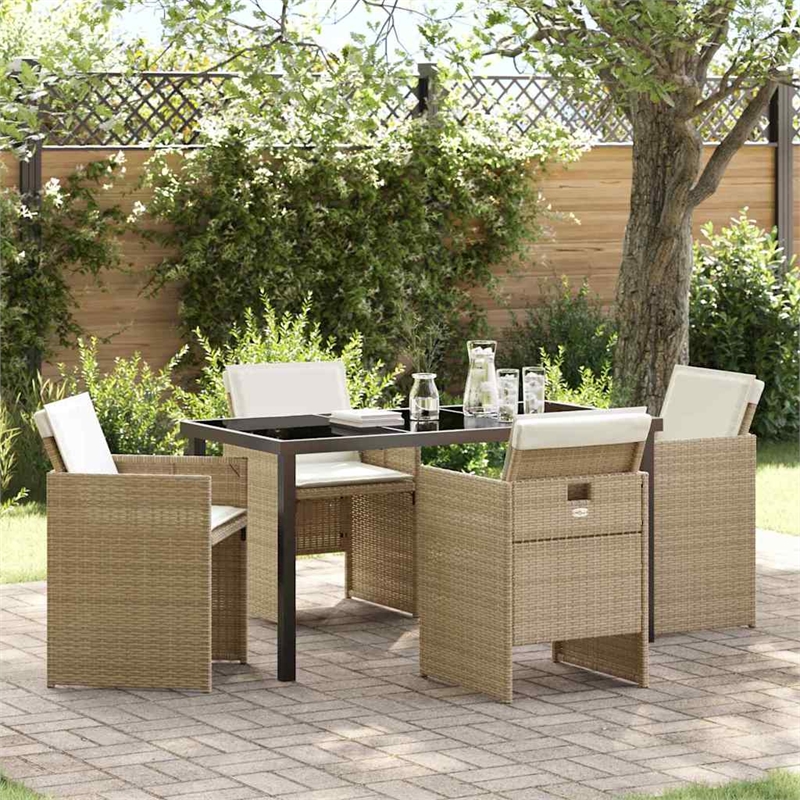 Afuera Living 5 Piece Poly Rattan Garden Dining Set in Beige