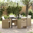 Afuera Living 5 Piece Poly Rattan Garden Dining Set in Beige