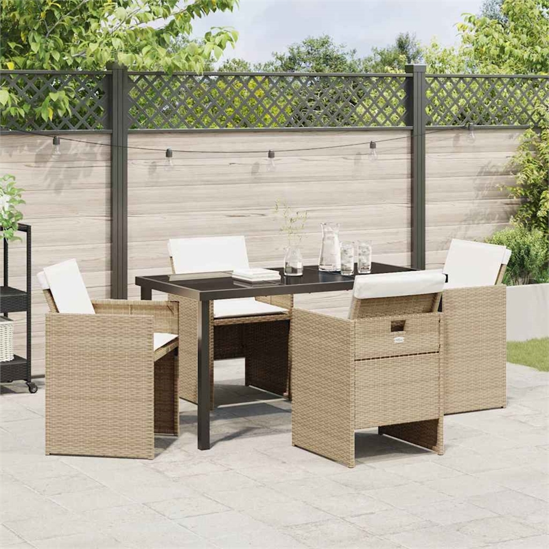 Afuera Living 5 Piece Poly Rattan Garden Dining Set in Beige