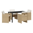 Afuera Living 5 Piece Poly Rattan Garden Dining Set in Beige