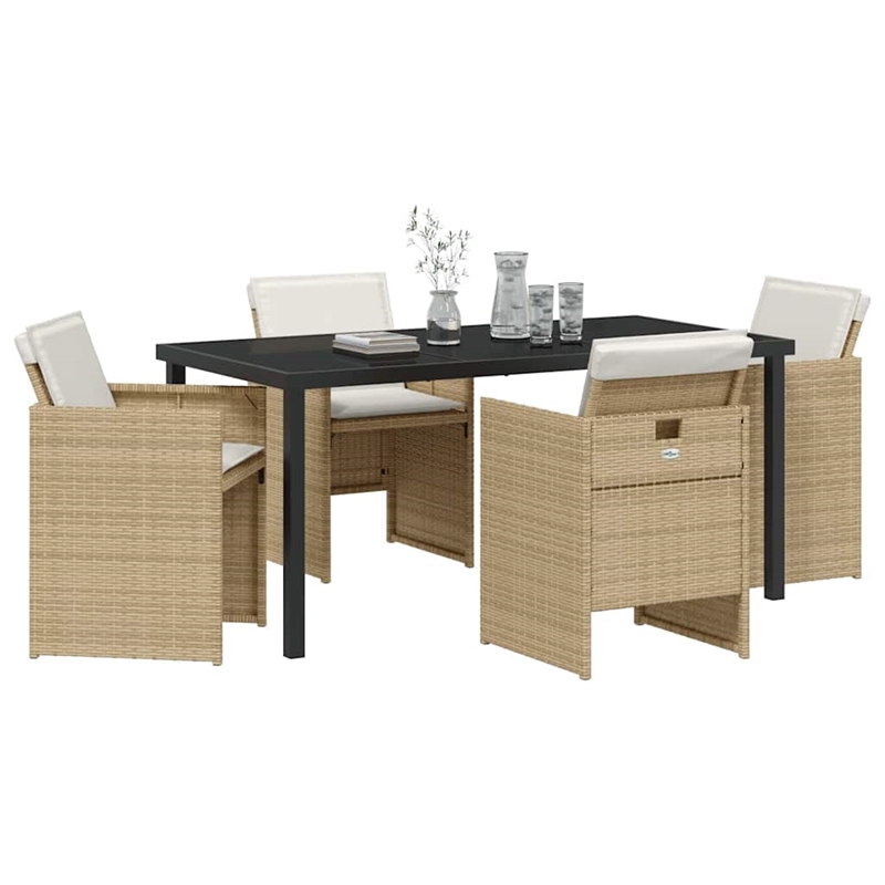 Afuera Living 5 Piece Poly Rattan Garden Dining Set in Beige