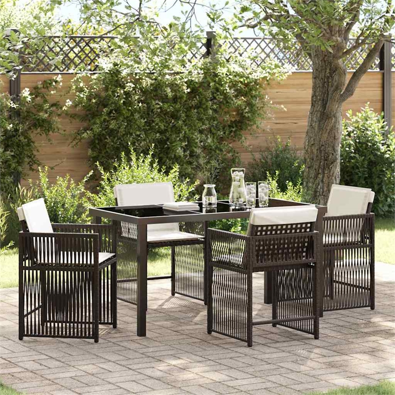 Afuera Living 5 Piece Poly Rattan Garden Dining Set in Brown
