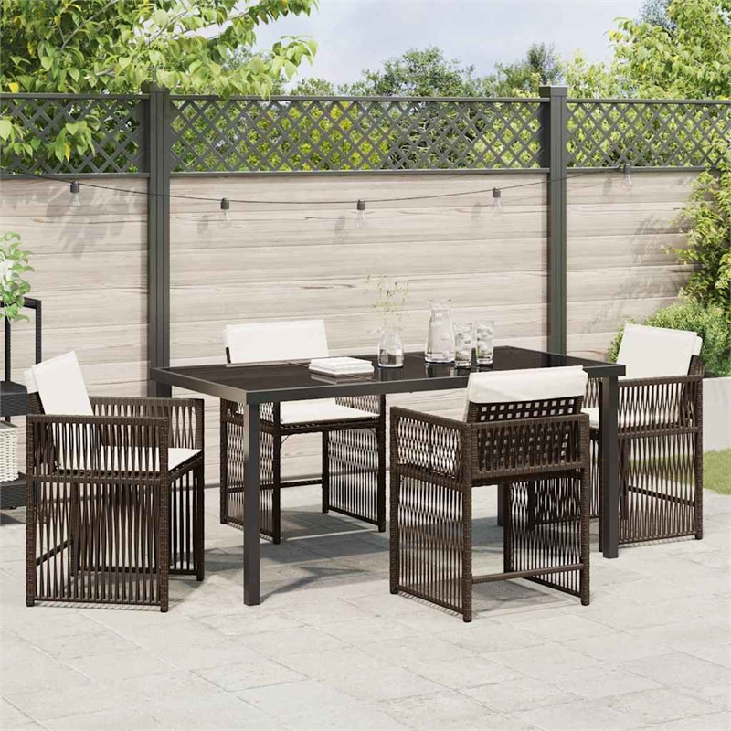 Afuera Living 5 Piece Poly Rattan Garden Dining Set in Brown