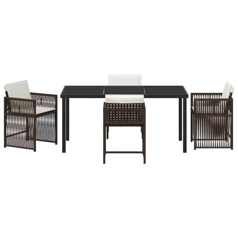 Afuera Living 5 Piece Poly Rattan Garden Dining Set in Brown