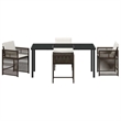 Afuera Living 5 Piece Poly Rattan Garden Dining Set in Brown