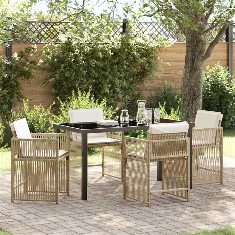 Afuera Living 5 Piece Poly Rattan Garden Dining Set in Beige