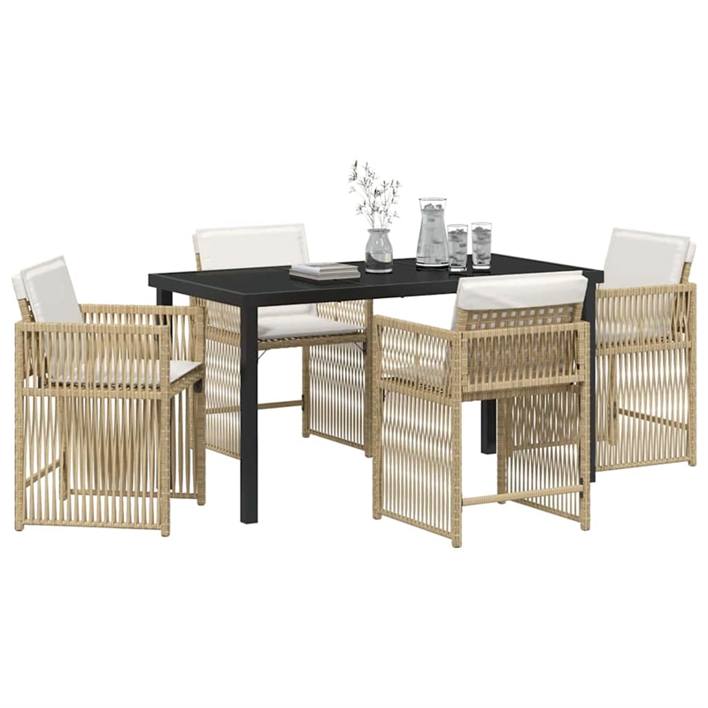 Afuera Living 5 Piece Poly Rattan Garden Dining Set in Beige
