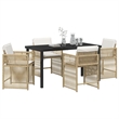 Afuera Living 5 Piece Poly Rattan Garden Dining Set in Beige