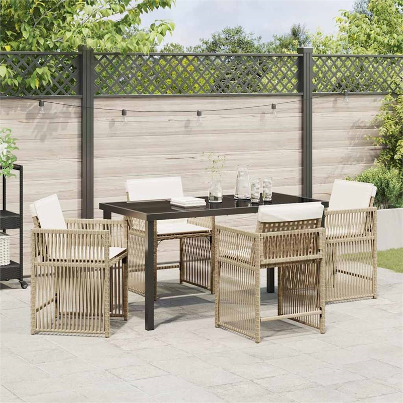 Afuera Living 5 Piece Poly Rattan Garden Dining Set in Beige