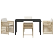 Afuera Living 5 Piece Poly Rattan Garden Dining Set in Beige