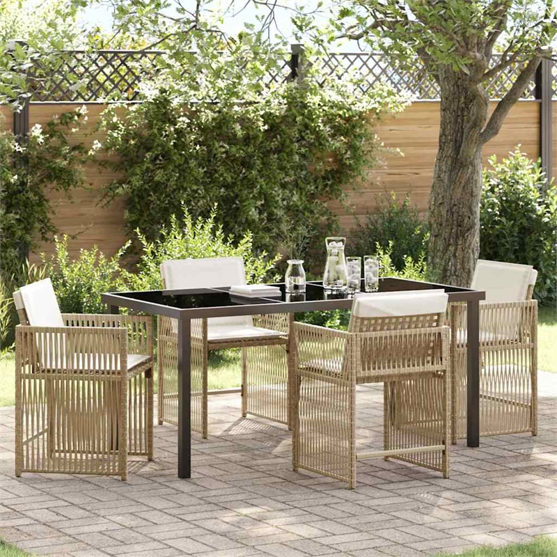 Afuera Living 5 Piece Poly Rattan Garden Dining Set in Beige