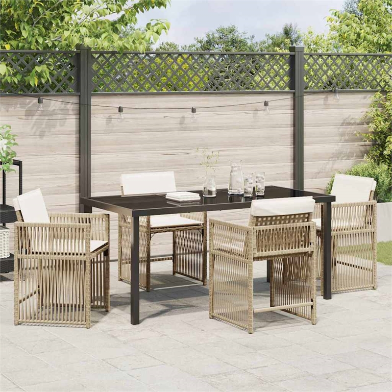 Afuera Living 5 Piece Poly Rattan Garden Dining Set in Beige