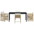 Afuera Living 5 Piece Poly Rattan Garden Dining Set in Beige