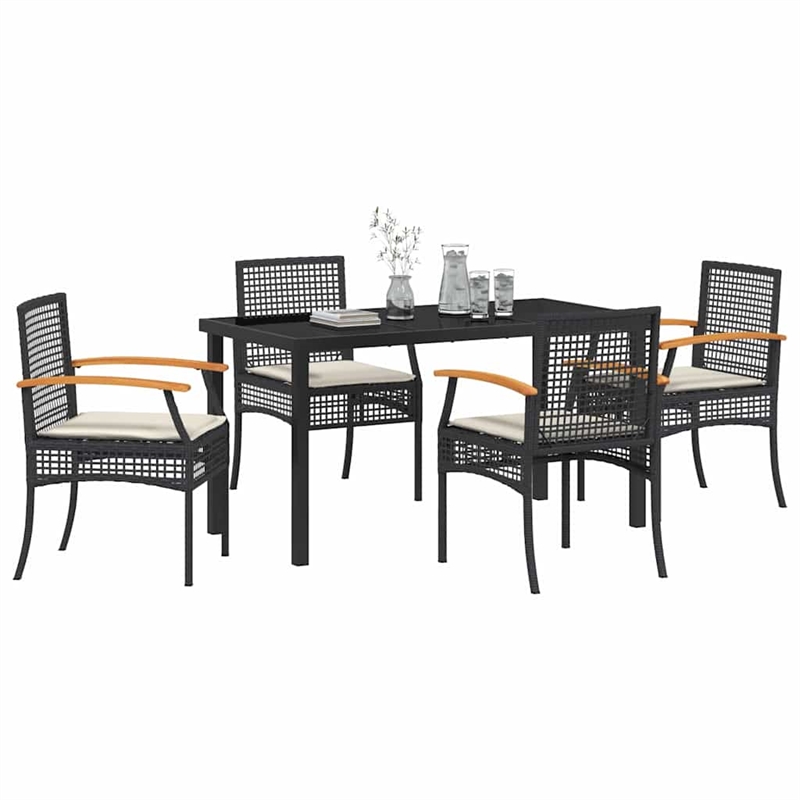 Afuera Living Contemporary 5 Piece Rattan Garden Dining Set in Black