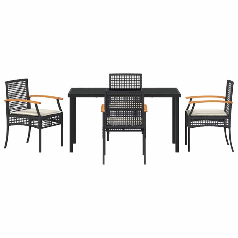 Afuera Living Contemporary 5 Piece Rattan Garden Dining Set in Black