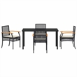 Afuera Living Contemporary 5 Piece Rattan Garden Dining Set in Black
