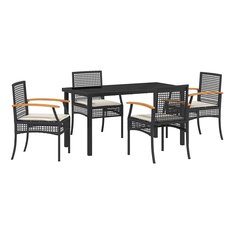 Afuera Living Contemporary 5 Piece Rattan Garden Dining Set in Black