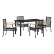 Afuera Living Contemporary 5 Piece Rattan Garden Dining Set in Black