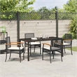 Afuera Living Contemporary 5 Piece Rattan Garden Dining Set in Black