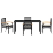 Afuera Living Contemporary 5 Piece Rattan Garden Dining Set in Black