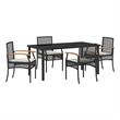 Afuera Living Contemporary 5 Piece Rattan Garden Dining Set in Black