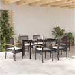 Afuera Living Contemporary 7 Piece Rattan Garden Dining Set in Black