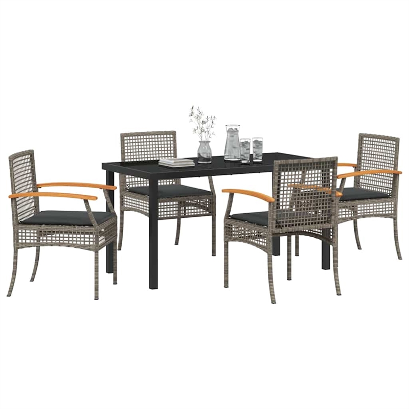 Afuera Living Contemporary 5 Piece Rattan Garden Dining Set in Gray