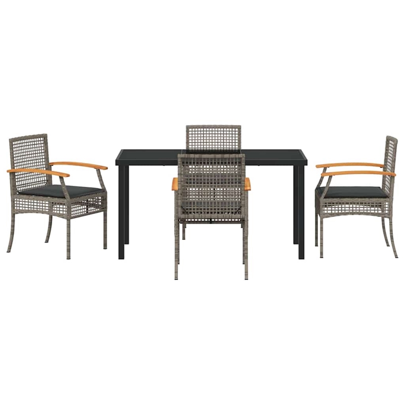 Afuera Living Contemporary 5 Piece Rattan Garden Dining Set in Gray