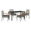 Afuera Living Contemporary 5 Piece Rattan Garden Dining Set in Gray